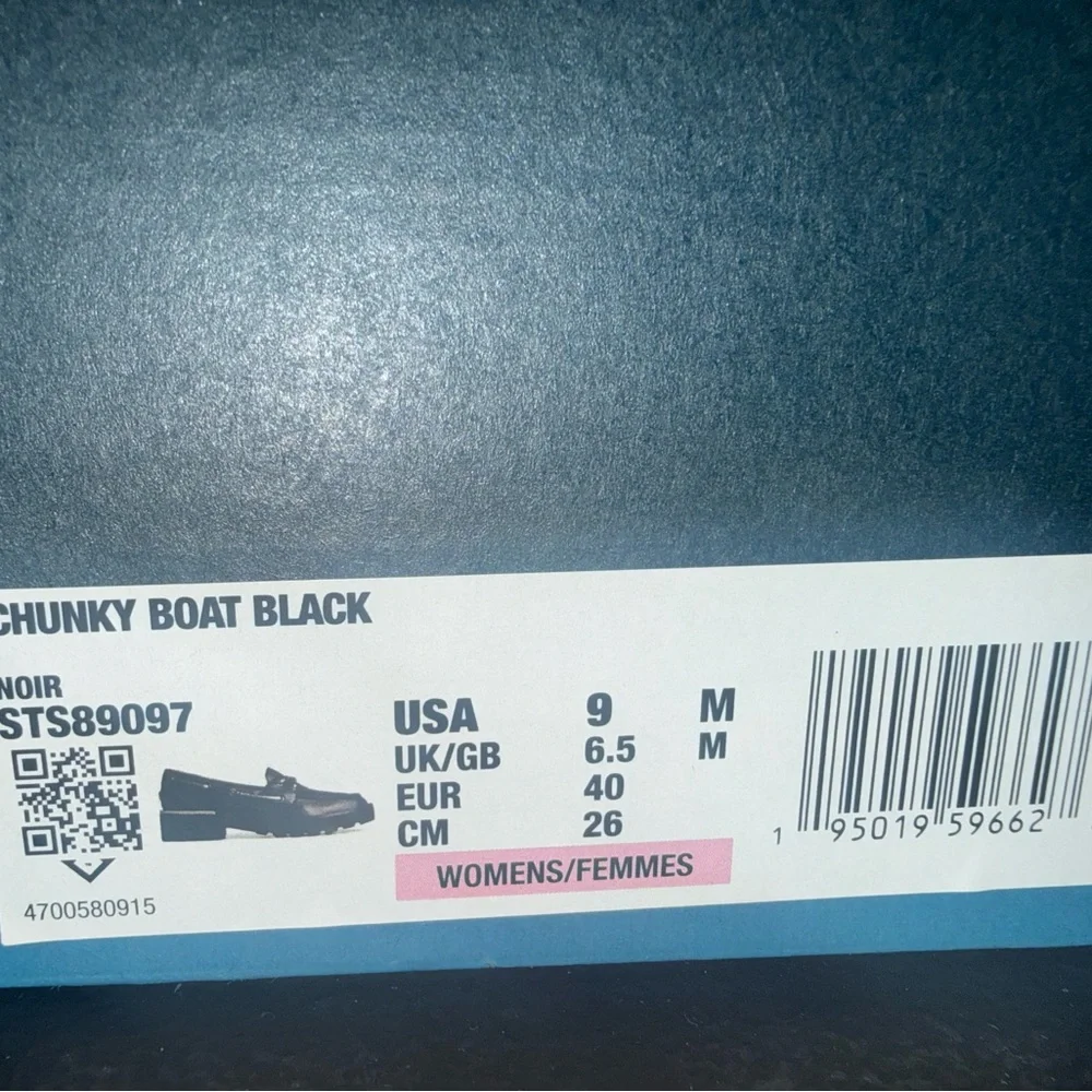 Sperry Women's Black Leather Lug Boat Shoes Top Sider Chunky Boat Black Size 9 - Picture 3 of 9